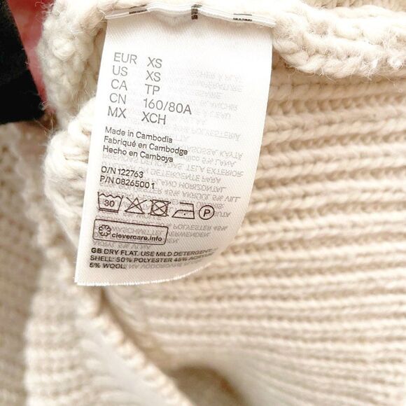 H&M Chunky Knit Oversized Sweater Mock Neck Pullover in Light Gray Size XS - Picture 7 of 8